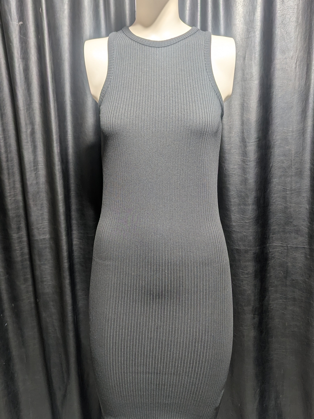 NWT G-Star RAW Dark Black Moon Rib Tank Midi Dress - Size XS (Sustainable)